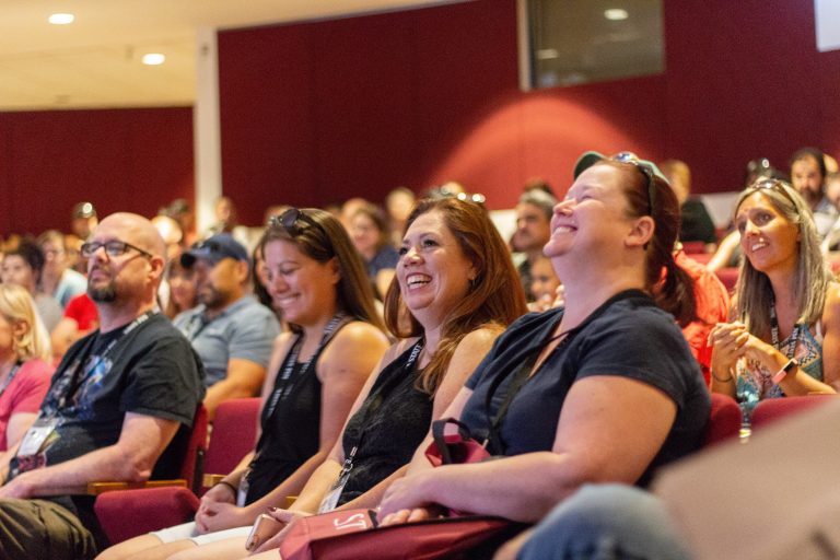 People sitting and smiling